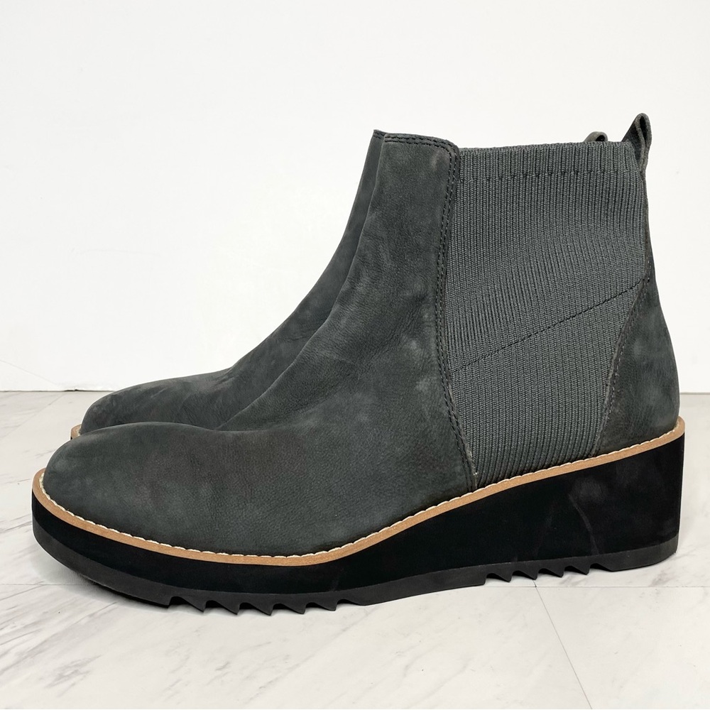 Eileen Fisher Lilou Gray Nubuck Wedge Bootie 11